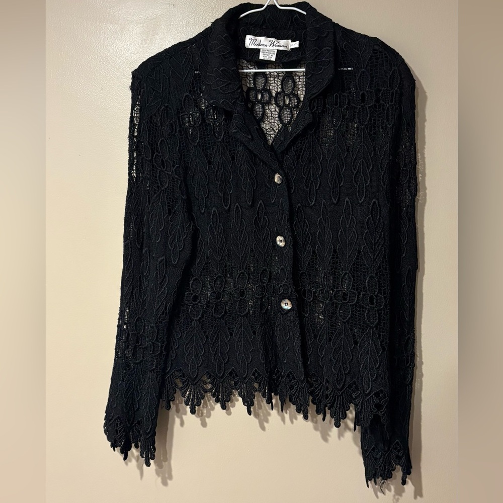 witchy whimsigoth lace vintage button up cardigan blazer open knit collared